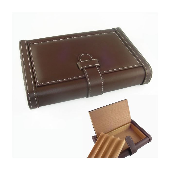 Reisehumidor 4 / Etui mit Lederbezug genäht