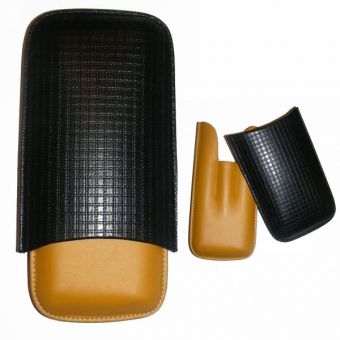 Zigarren-Etui Rindsleder 3 DC gelb schwarz