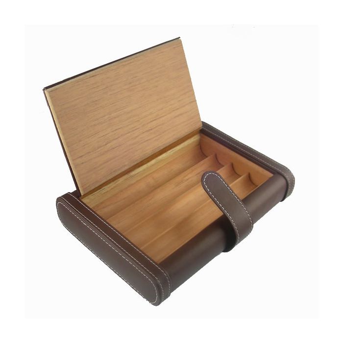 Reisehumidor 4 / Etui mit Lederbezug genäht