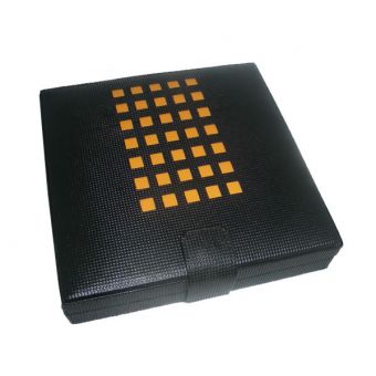 Reisehumidor 15 / Etui mit Lederbezug schwarz gelb